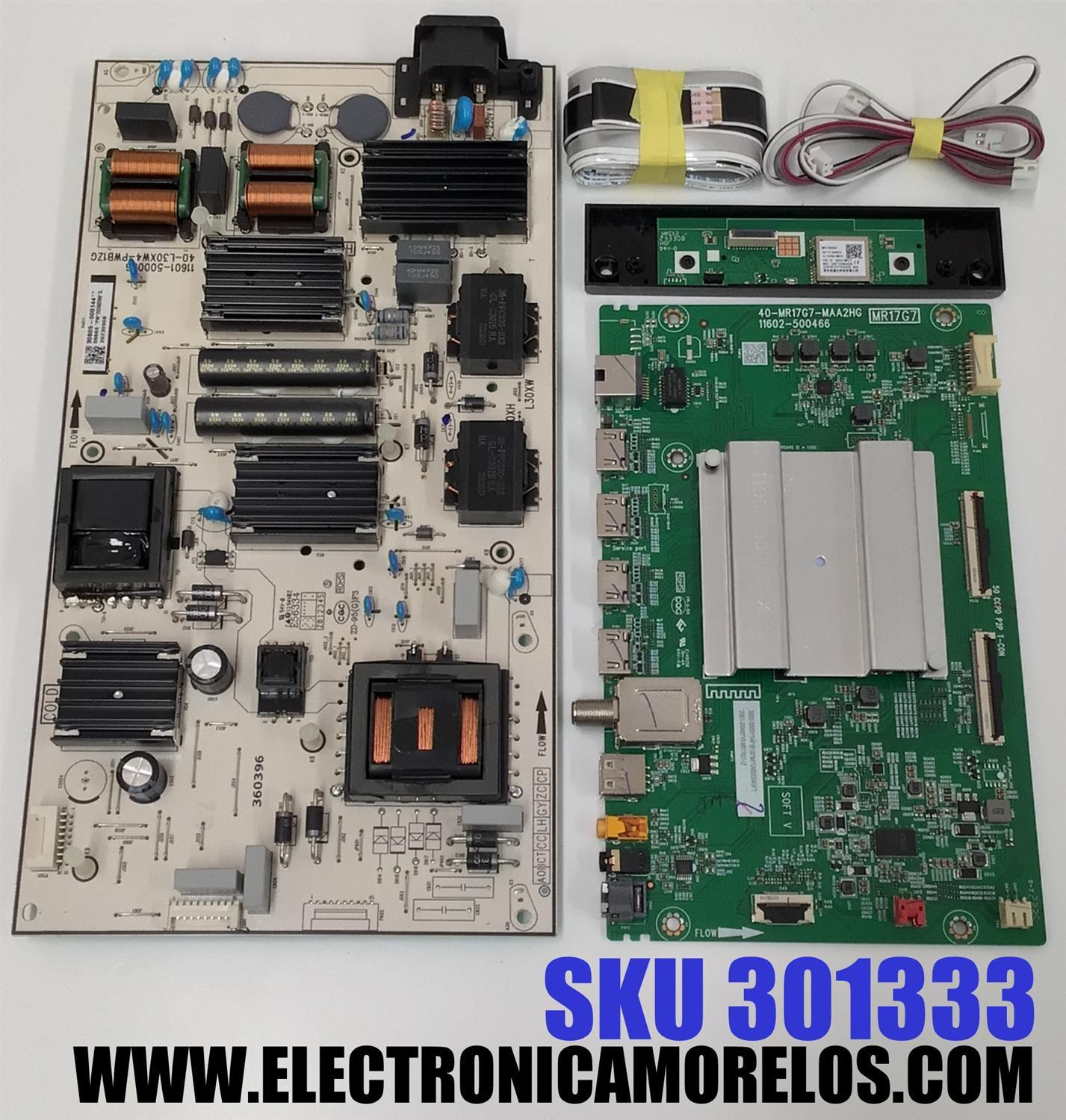 KIT DE TARJETAS PARA TV TCL / MAIN 30800-000501 / 40-MR17G7-MAA2HG / 11602-500466 / 30801-000480 / FUENTE 30805-000144 / 40-L30XW4-PWB1ZG / 11601-500036 / PANEL LVU750NDEL / DISPLAY ST7461D03-2 VER.2.1 / ST746ID03-2 VER.2.2 / MODELO 75S451