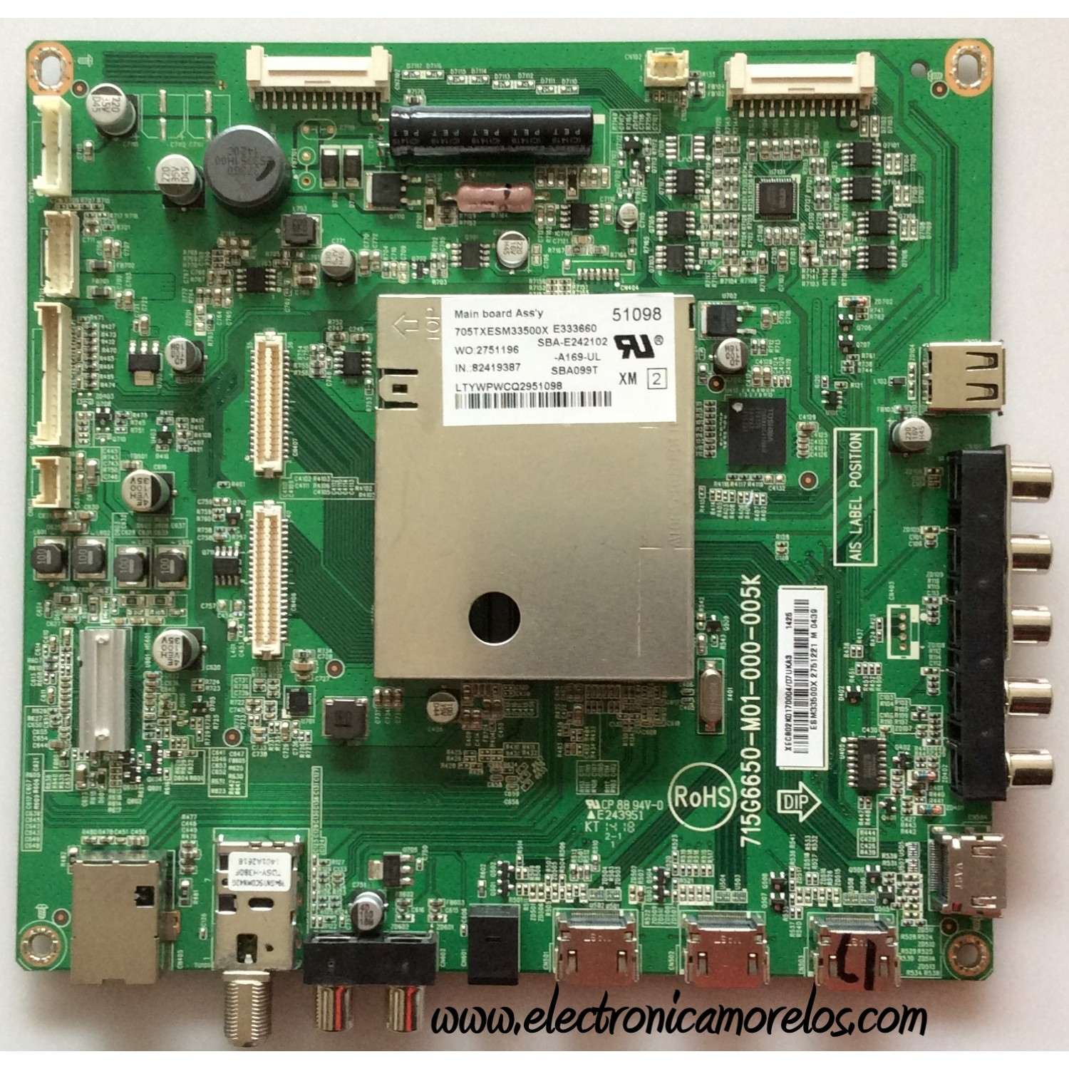 MAIN PARA TV VIZIO / NUMERO DE PARTE XECB02K017 / 715G6650-M01-000-005K / 756TXECB02K0170 / 756TXECB02K017 / PANEL TPT420H2-HVN07 REV:S470A / MODELOS M422I-B1 LTYWPWBQ / M422I-B1 LTYWPWCQ / M422I-B1 LTFWPWCQ / M422I-B1 LTFWPWCQ / M422I-B1 LTMWPWBQ