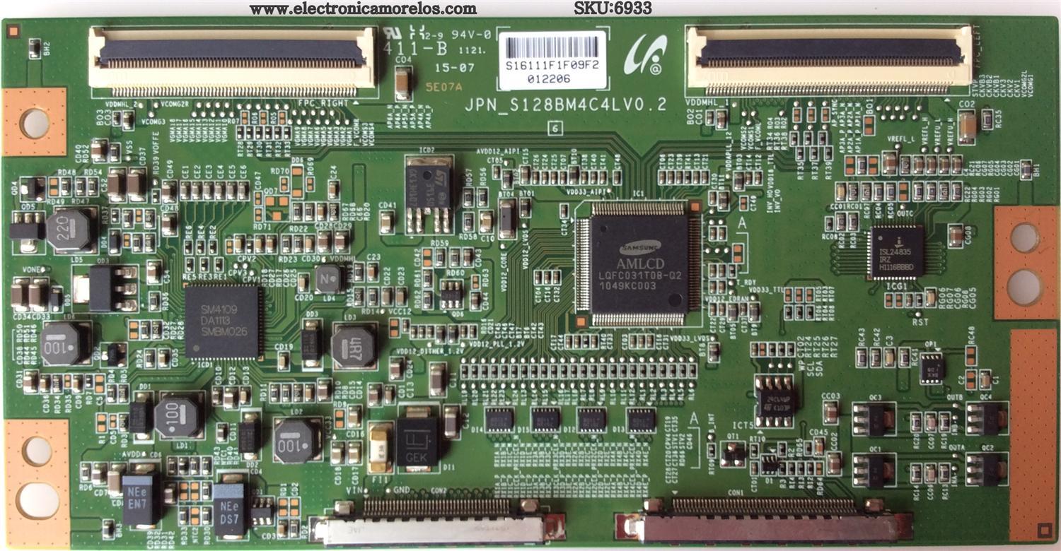 T-CON / TOSHIBA LJ94-16111F / JPN_S128BM4C4LV0.2 / 16111F /  SUSTITUTA  LJ94-23542C  /  MODELO 55SL412U  /  SEIKI   LE-55GB2  /  PANEL LTA550HJ12	