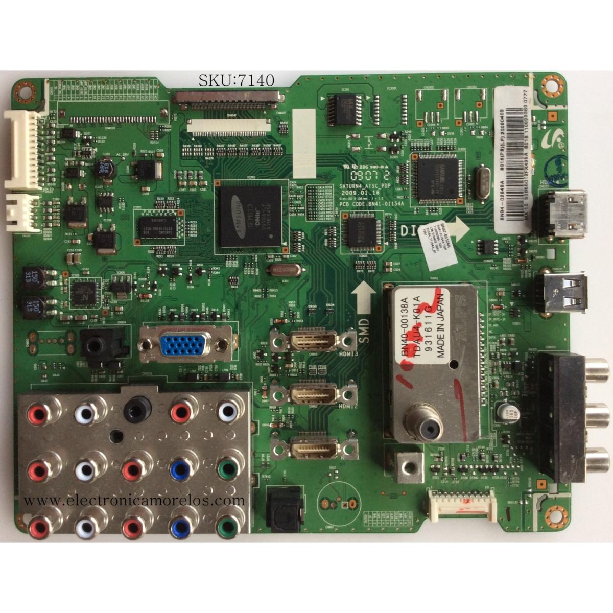 MAIN / SAMSUNG BN94-02849A / BN97-03124A / BN41-01154A / PARTE SUSTITUTA BN96-12139A / PANEL S50FH-YB03 / MODELO PN50B550T2FXZA