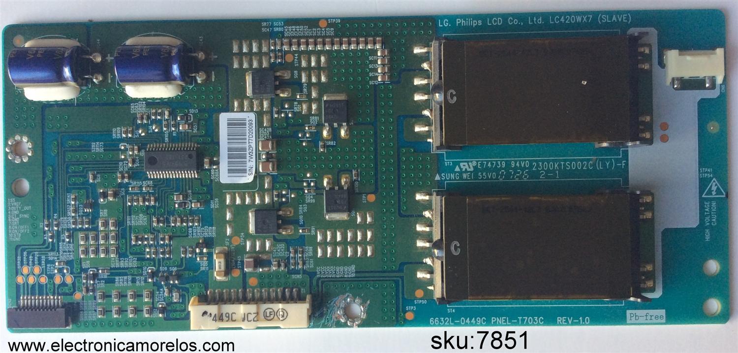 BACKLIGHT INVERSON / PHILIPS 6632L-0449C / 2300KTS002C (LY)-F / PNEL-T703C / MODELO 42HF7945D/27	