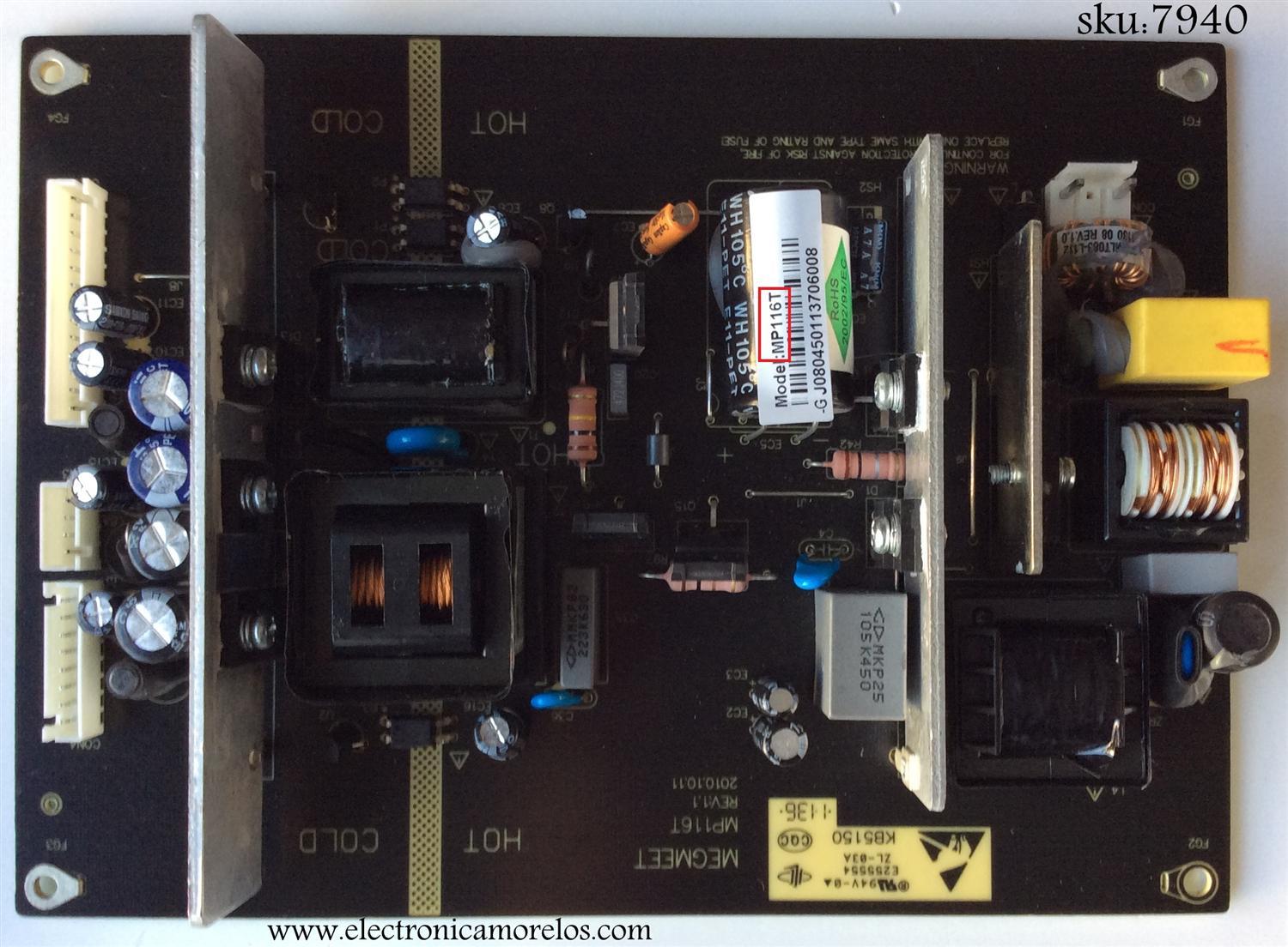 FUENTE DE PODER / COBY MP116T / KB5150 / PANEL LTA320AP05-C02 / MODELOS TFTV3227 / TFDVD3299