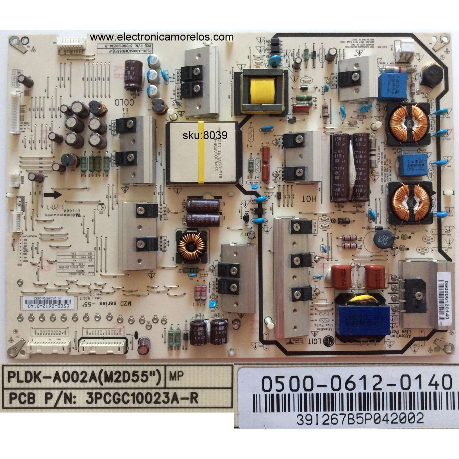 FUENTE DE PODER / VIZIO 0500-0612-0140 / PLDK-A002A / 3PCGC10023A-R / MODELO M550SV	