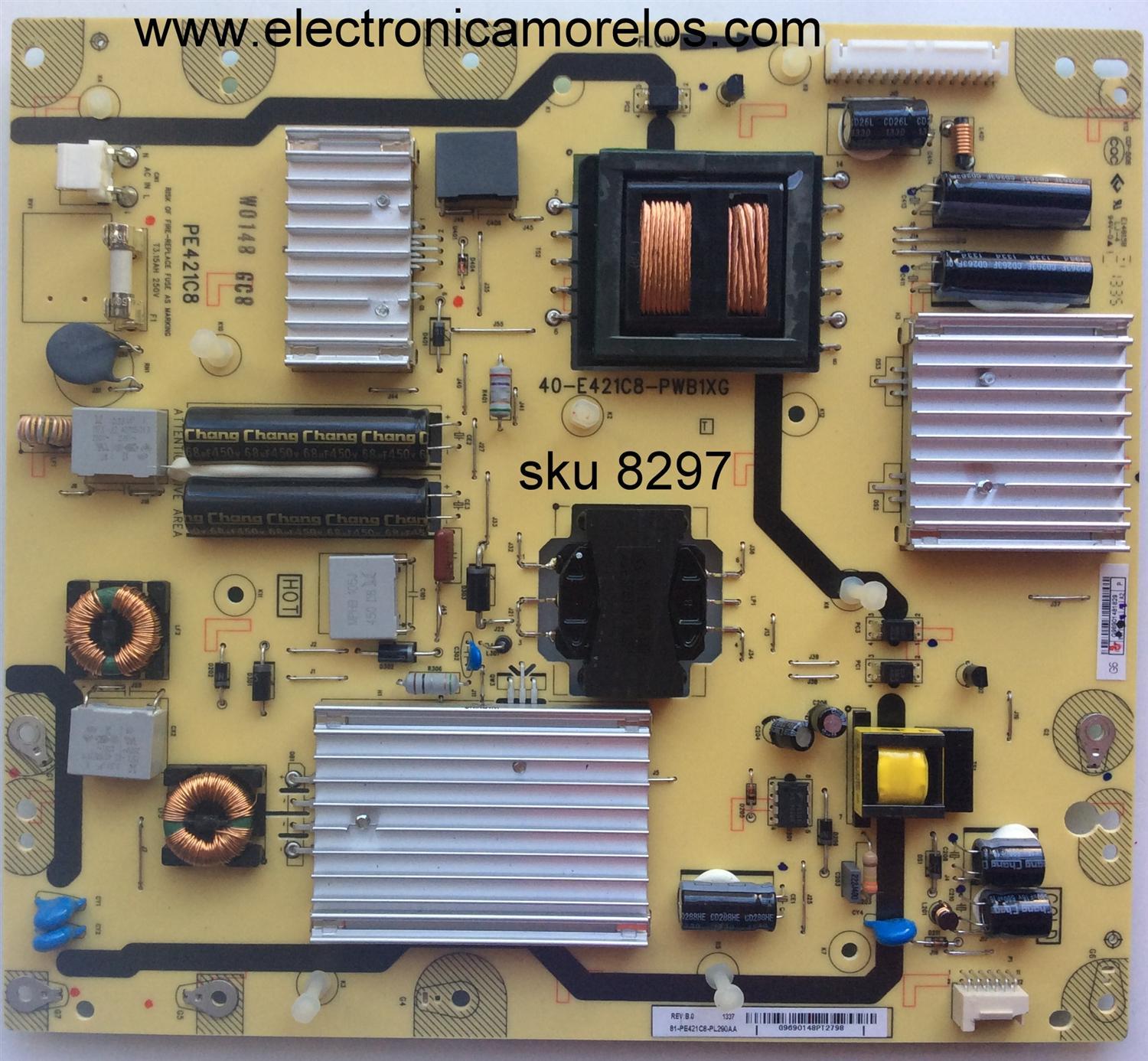 FUENTE DE PODER / TCL 81-PE421C8-PL290AA / PE421C8 / 40-E421C8-PWB1XG / MODELO LE50FHDF3010TATBAA	