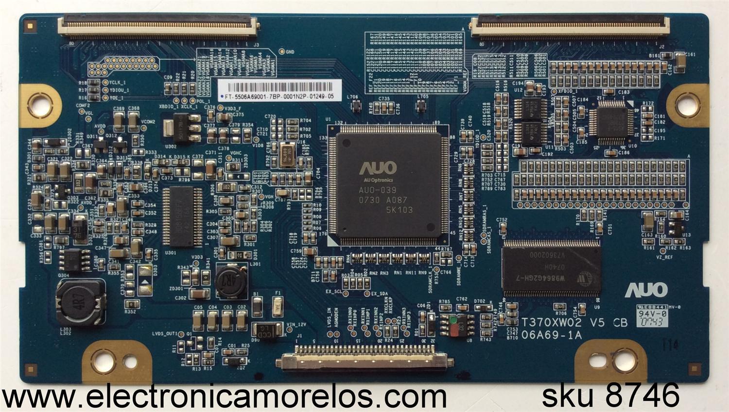 T-CON / INSIGNIA 55.06A69.001 / 5506A69001 / T370XW02 V5 / 06A69-1A / MODELO NS-LCD37-09	 - Imagen 1