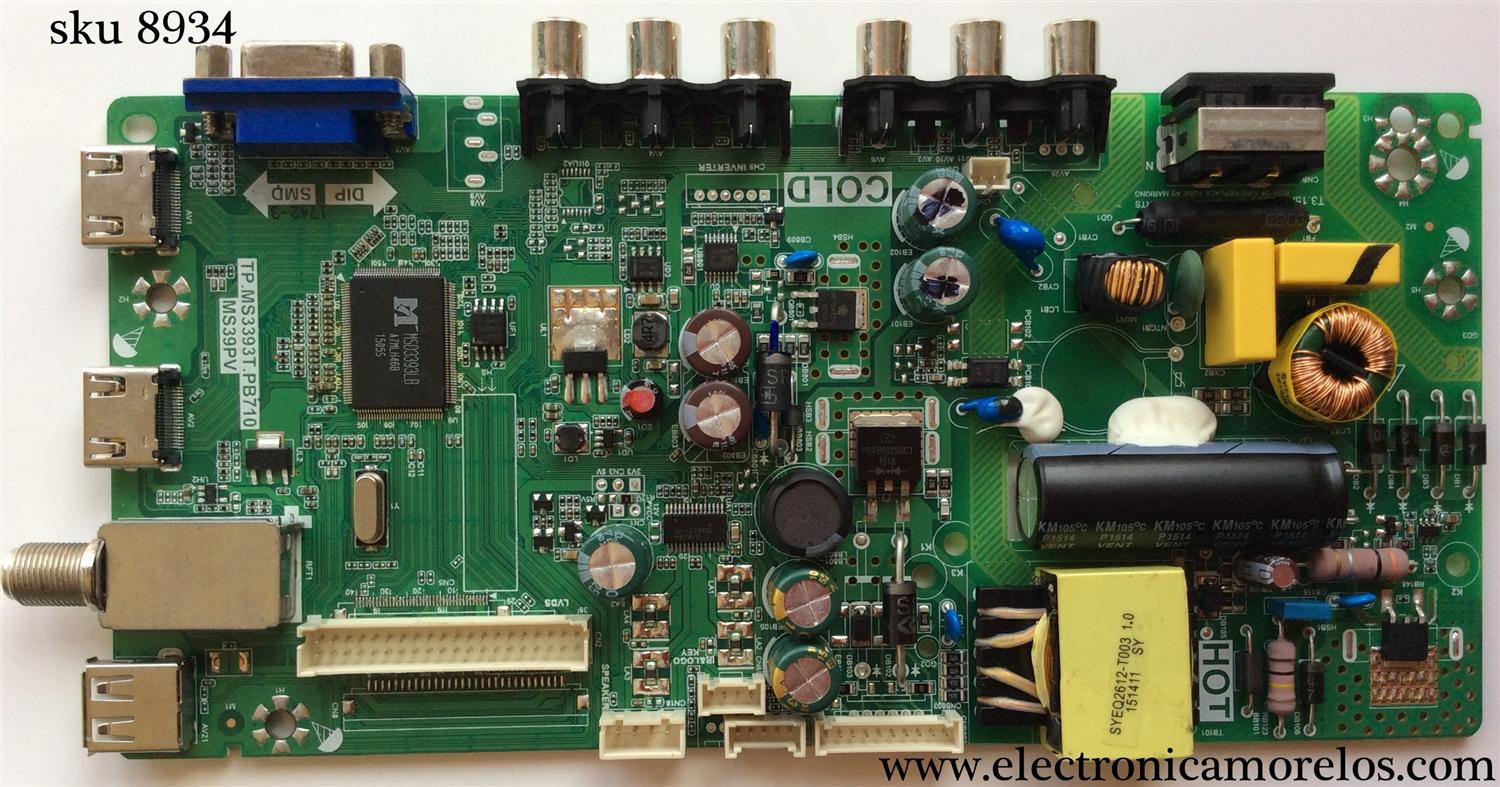 MAIN FUENTE (COMBO) PARA TV TCL / NUMERO DE PARTE L15061742 / TP.MS3393T.PB710 / MS39PV / GFF120050B / T8-32LATL-MA3 / 02-SHY39V-CHLA05 / V8-MS39PVL-LF1V090 / MODELO 32''