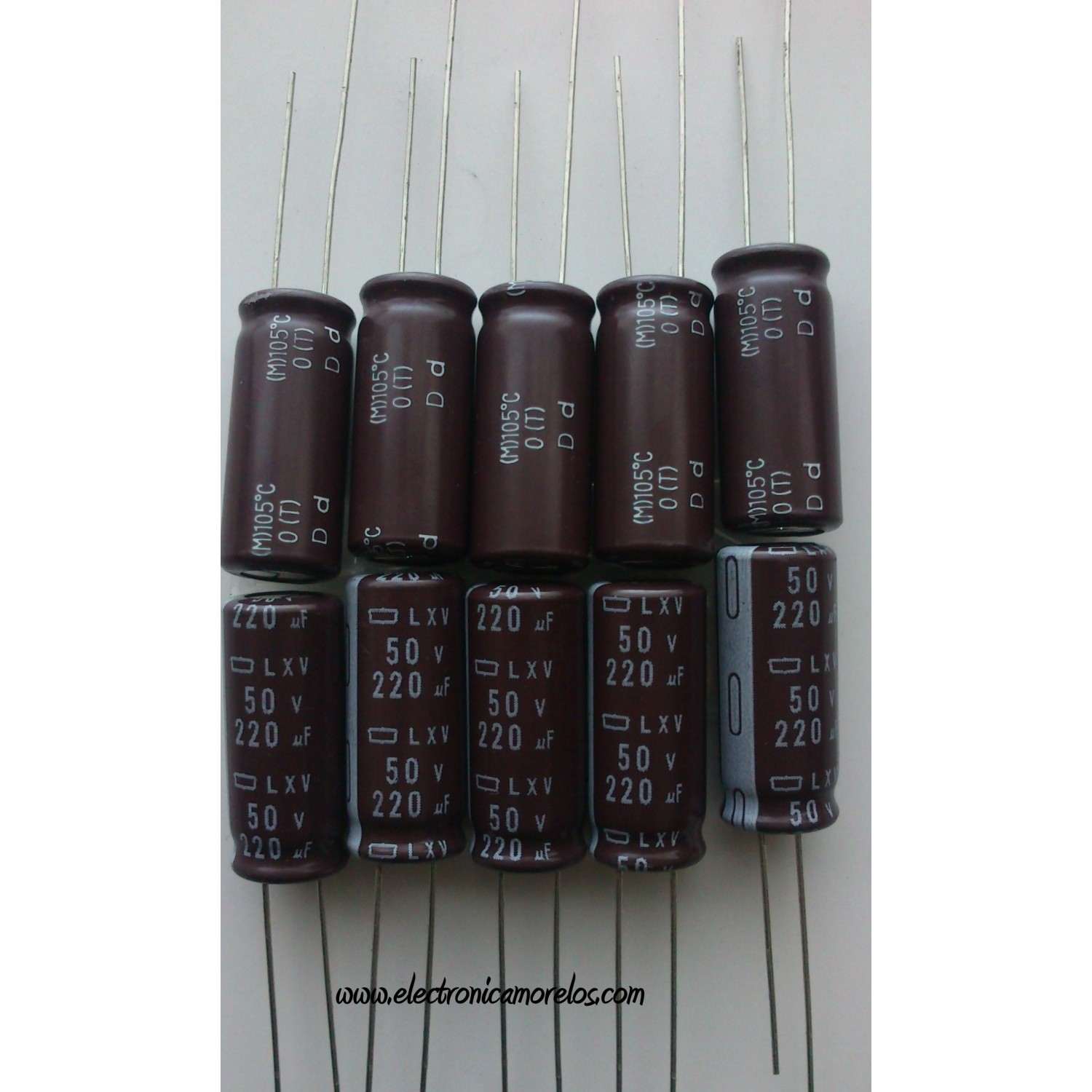 LOTE DE 10 PIEZAS DE FILTROS DE 50V / 220µf / 105℃	
