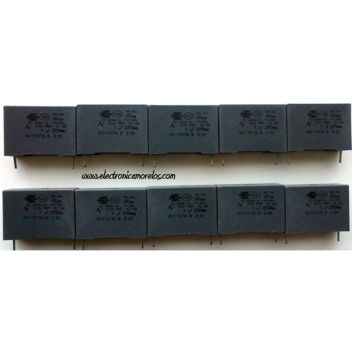 LOTE DE 10 PIEZAS DE CONDENSADORES 275V / 1µf	