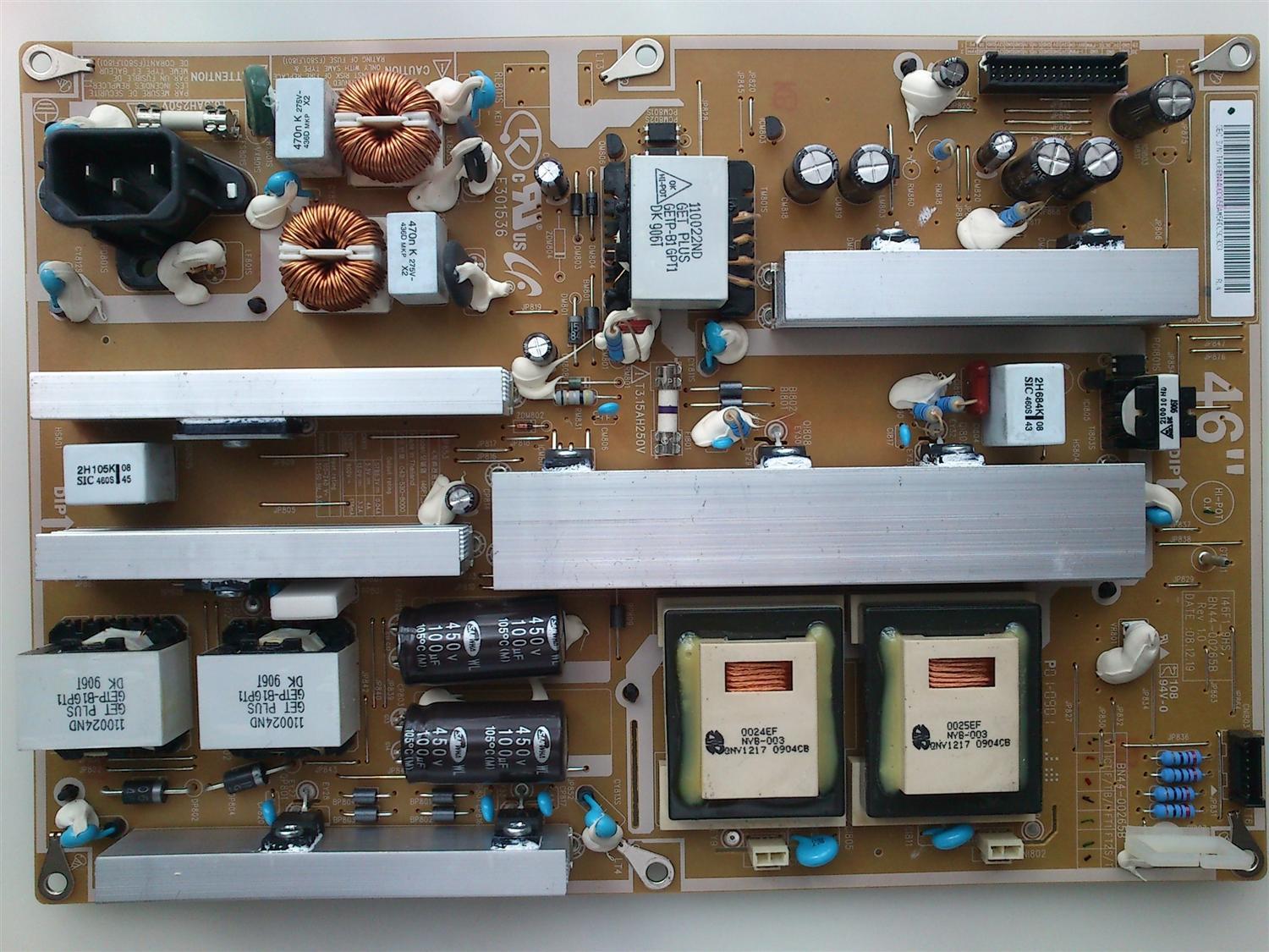 FUENTE DE PODER SAMSUNG BN44-00265B / I46F1_9HS / E301536 / MODELOS   LE46B650T2 / LE46B651T3 /  LE46B653T5 / LN46B530P7 / LN46B610A5  / LN46B630N1F / LN46B640R3 / LE46B620R3W / LE46B579A5S   / LE46B550A5 /  LE46B551A6  / LE46B554M2W / LN46B650T1F