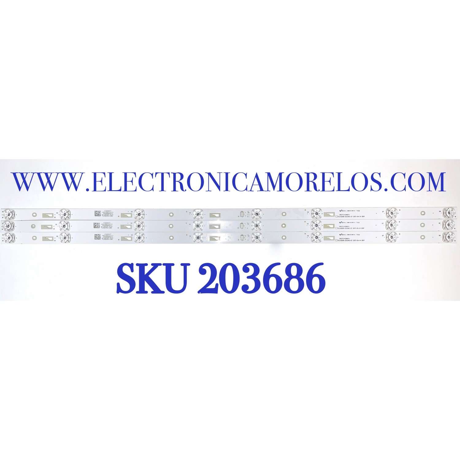 KIT DE LED'S PARA TV KALLEY ( 3 PZ ) / NUMERO DE PARTE 303TC430031 / TCL43D08-ZC23AG-07 / E469119 / 4C-LB430T-ZC1C / MODELO K-LED43UHDSMT2