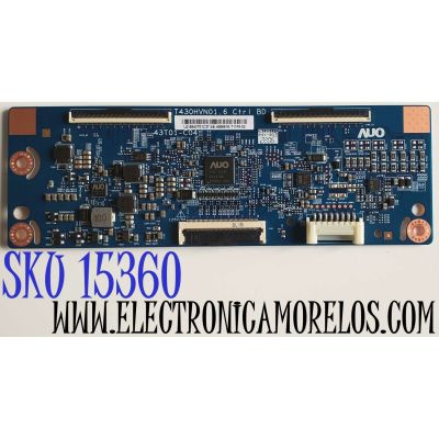 T-CON PARA TV SAMSUNG / NUMERO DE PARTE 5543T01C37 / T430HVN01.6 / 43T01-C04 / 55.43T01.C37 / PANEL CY-JN043BGAB1V / DISPLAY T430HVF06.0 / MODELOS UN43J5290 / UE43N5000AU / UE43N5300AU