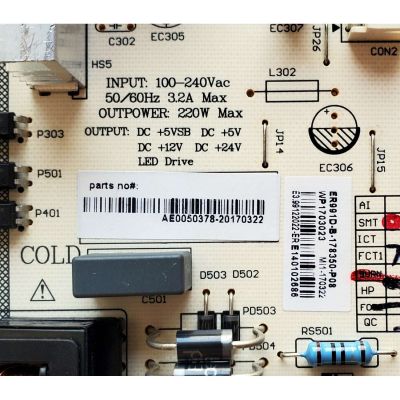 FUENTE DE PODER PARA TV RCA / NUMERO DE PARTE AE0050378 / ER991D / ER991D-B-178350-P08 / AE0050378-20170322 / MODELO RLED6090 - Imagen 4