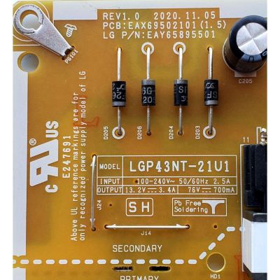 FUENTE DE PODER PARA TV LG / NUMERO DE PARTE EAY65895501 / LGP43NT-21U1 / 65895501 / 3PCR02853A / EPCD10CB1A / PANEL NC430 / MODELOS 43UP8000PUA / 43UR640S9ZD / 43NANO796PC / 43UP76706LB / 43UP78009LB / 43UP / 43NANO / 43UR / MAS MODELOS EN DESCRIPCIÓN - Imagen 2