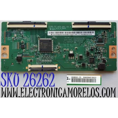 T-CON PARA TV RCA / NUMERO DE PARTE STCON425G-S20 / CCPD-TC-425-001 / STCON425GS20 / CCPD-TC-425-001 V2.0 / STCON425GS206135 / DISPLAY HV430QUB-F70 / MODELO RTRU4327-US / NOTA IMPORTANTE:CHECAR QUE EL PANEL Y MODELO CORRESPONDA CON SU TELEVISION...