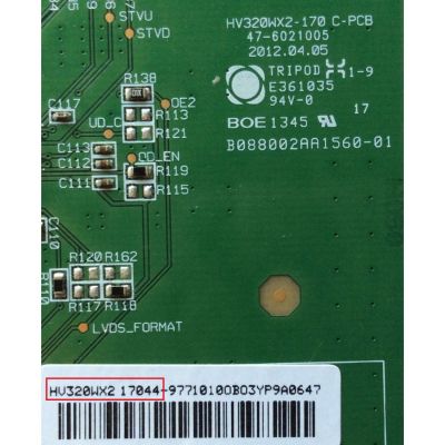 T-CON / LG HV320WX217044 / HV320WX2 / HV320WX2-170 C-PCB / B088002AA1560-01 / MODELO 32LN530B-UA.BUSYLWM - Imagen 2