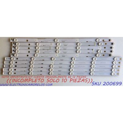 KIT DE LED`S PARA TV / NOTA IMPORTANTE:KIT CUENTA ORIGINALMENTE DE 12 PIEZAS (INCOMPLETO SOLO 10 PIEZAS) / HITACHI LB55061 / 55D3000/D2000 / KHP200681A / KHP200682A / KHP2O0681A / KHP2O0682A / E344144 / PANEL C550F15-E6-H / MODELOS LE55A6R9 / LE55A6R9A