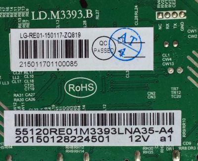 MAIN / RCA 55120RE01M3393LNA35-A4 / LD.M3393.B / LG-RE01-150117-ZQ819 / 55120RE01M3393LNA35-A4 / MODELO LED55G55R120Q / PANEL LSC550HJ03-12V	 - Imagen 3