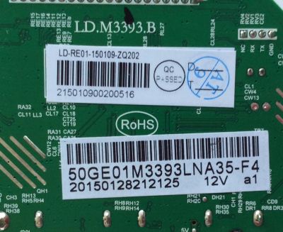 MAIN/ RCA 50GE01M3393LNA35-F4 / LD.M3393.B / MK-RE01-141022-ZQ605 / MODELO LED50B45RQ 5501-LE50B45-F4 / PANEL V500DK1-P01-C1-12V	 - Imagen 2