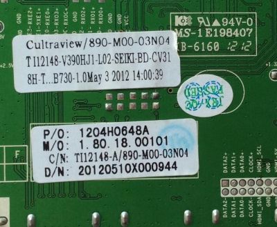 MAIN / SEIKI 1204H0648A / CV318H-T / 890-M00-03N04 / MODELO SC391TS / PANEL V390HJ1-L02	 - Imagen 2