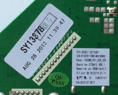 MAIN / ELEMENT SY13378 / SPUD1-13110307 / ST2947L_R30.1 / SY13378 / SY13378-7 / MODELO ELCFW329 / PANEL T320B6-P01-C06(VER.E6)	 - Imagen 3