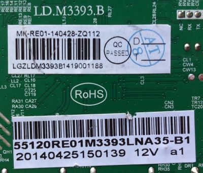 MAIN / RCA 55120RE01M3393LNA35-B1 / LD.M3393.B / MK-RE01-140428-ZQ112 / 55120RE01M3393LNA35-B1 / MODELO LED55C55R120Q / PANEL T550HVN03.0-12V	 - Imagen 3