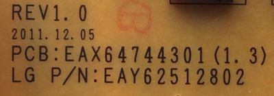 FUENTE DE PODER / LG EAY62512802 / 62512802 / EAX64744301(1.3) / MODELO 55LM7600-UA.AUSWLJR / PANEL LC550EUH(KE)(F1)	 - Imagen 2