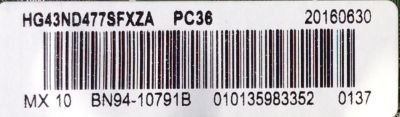 MAIN PARA TV SAMSUNG / NUMERO DE PARTE BN94-10791B / BN41-02346B / BN97-09385G / BN9410791B / PANEL CY-JJ043BGEV1H / MODELO HG43ND477SFXZA EY03 - Imagen 3