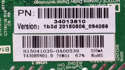 MAIN / FUENTE / (COMBO) SEIKI H15041035 / 34013810 H15041035 / TP.MS3393.PB851 / MODELO SE42FK / PANEL T430HVN01.0	 - Imagen 2