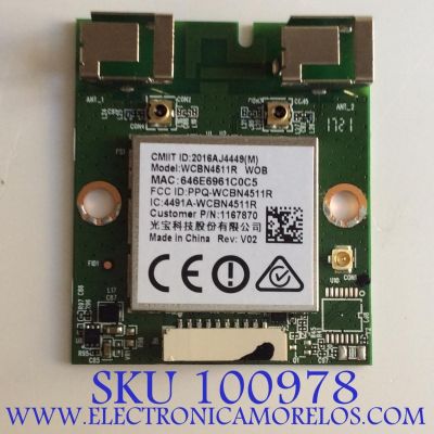 MODULO WIFI HISENSE  / 323K698020AD / WCBN4511P_WOB / E220370 / BTC-202  B / MODELO 65H9D PLUS