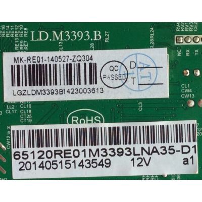 MAIN / RCA 65120RE01M3393LNA35-D1 / LD.M3393.B / 20140515143549 12V a1 / 3393B1423 / MK-RE01-140527 / 20140515143549 / PANEL T645HVW05-V0-12V / MODELOS LED65G55R120Q / LED65G55R120Q 4507-LE65G55-D1 - Imagen 2