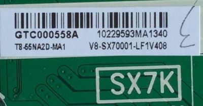 MAIN / TCL T8-55NA2D-MA1 / V8-SX70001-LF1V408 / GTC000558A / SX7K / 40-SX7KNA-MAG4HG / MODELO 55US57TGAA / PANEL LVU550CS0T E1	 - Imagen 2
