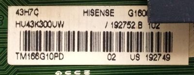 MAIN PARA TV HISENSE / NUMERO DE PARTE 192752 / RSAG7.820.6591/ROH / 198397 / 192749 / HU43K300UW / PANEL´S HD426DU-B51(010)\S1\XP\GM\ROH / HD426DU-B51(010)\S0\XP\GM\ROH / MODELO 43H7C - Imagen 3