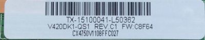 T-CON / RCA TX-15100041 / HI-TI-U-C-500-01 / E157925 / HK-Z.CX4750V11 / MODELO LED42C45RQ / PANEL V420DK1-QS1-12V	 - Imagen 2