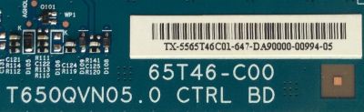 T-CON / VIZIO 55.65T46.C01 / 5565T46C01 / T650QVN05.0 CTRL BD / 65T46-C00 / MODELO D65U-D2 LWJAUDAR / PANEL T650QVF07.0	 - Imagen 2