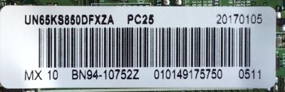 MAIN PARA TV SAMSUNG / NUMERO DE PARTE BN94-10752Z / BN41-02504A / BN97-10623A / BN97-10625B / BN9410752Z / PANEL CY-XK065FLLV3H / MODELO UN65KS850 / UN65KS850DFXZA FA01 - Imagen 2