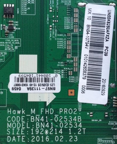 MAIN PARA TV SAMSUNG / NUMERO DE PARTE BN94-10794V / BN41-02534B / BN97-11139A / BN9410794V / PANEL CY-VK055BGAV2H / MODELO UN55K6250 / UN55K6250AFXZA AA02 - Imagen 2