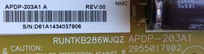 FUENTE DE PODER / SHARP RUNTKB286WJQZ / APDP-203A1 A / 2955017902 / APDP-203A1 / MODELO LC-70C6600U / LC-70LE660U / LC-70EQ30U / LC-70LE661U / PANEL JE695D3HC50R	 - Imagen 2