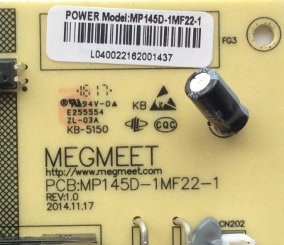 FUENTE DE PODER / HITACHI 850118727 / MP145D-1MF22-1 / MP145D-1MF22-1 REV:1.0 / PANEL C550F15-E6-H(G) / MODELOS LE50A6R9 / LE55A6R9 - Imagen 2