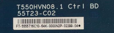 T-CON PARA TV HISENSE ROKU HD SMART TV / NUMERO DE PARTE 55.55T16.C10 / 5555T16C10 / 55T23-C02 / T550HVN08.1 / MODELOS 55H5C / LC-55LE653U / LC-55LB481U / 55LF5700-UA / 55LF5700-UA.CUSDLH / NS-55D510NA17 / NS-55DR420NA16 - Imagen 2