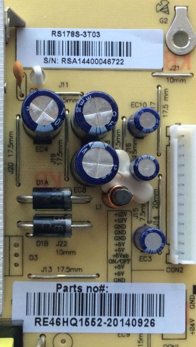 FUENTE RCA RE46HQ1552 / 3BS0005104GP / RS178S-3T03 / 3BS00051 04GP / MODELOS LED58G45RQ 5411-LE / LED58G45RQ 5411-LE58G45-A1 / LED60B55R120Q 5501-LE60B55-A4 / LED60B55R120Q 4442-LE60B55-A3 / LED60B55R120Q 4440-LE60B55-A3 / LED60B55R120Q 4434-LE60B55-A2 - Imagen 2