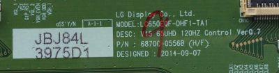 T-CON / VIZIO 6871L-3975D / 3975D / 6870C-0556B / MODELO E65-E1 LTMWVKBS / PANEL LC650EQF(PH)(F1)	 - Imagen 2
