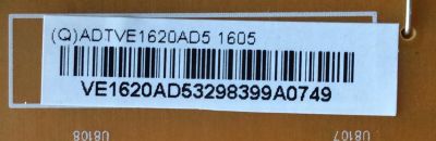 FUENTE DE PODER PARA TV VIZIO / NUMERO DE PARTE ADTVE1620AD5 / 715G6973-P01-002-002H / (Q)ADTVE1620AD5 / PANEL TPT430H3-QVN01-U REV:S000A / MODELOS M43-C1 / M43-C1 LTTWSPAR / M43-C1 LTTWSPCR / M43-C1 LTTWSPCS - Imagen 2