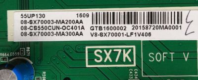 MAIN PARA TV TCL / NUMERO DE PARTE V8-SX70001-LF1V406 / 40-SX7KNA-MAE4HG / 08-CS550CUN-OC401A / 08-SX70003-MA300AA / 08-SX70003-MA200AA / DISPLAY ST5461D04-2 VER.2.1 / MODELOS 55UP130 / 55UP120 - Imagen 2