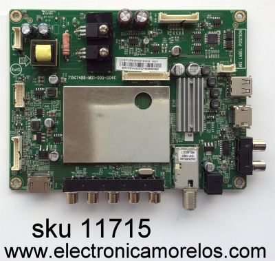 MAIN PARA TV VIZIO / NUMERO DE PARTE XFCB02K021 / 715G7488-M01-000-004K / 756TXFCB02K021 / 756TXFCB02K0210 / PANEL TPT430H3-HVN01.U REV:S270B / MODELO D43-C1 LTTWSECR
