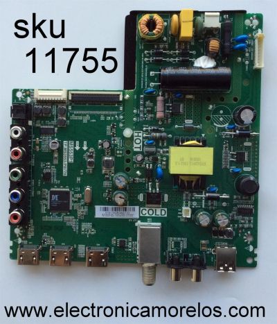 MAIN FUENTE PARA TV TCL NUMERO DE PARTE T8-32NA27-MA1 / TP.MS3553.PB778 / GTC000918A /  V8-MS553P1-LF1V060 / 02-SHY53P1-CHNA01 / MODELO 32D100	