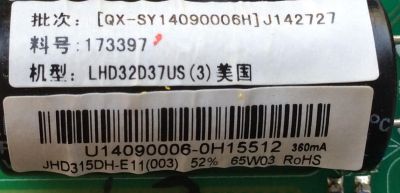 MAIN / FUENTE / (COMBO) HISENSE U14090006 / TP.MS3393.PB851 / MODELO 32H3E / PANEL JHD315DH-E11(003)	 - Imagen 2