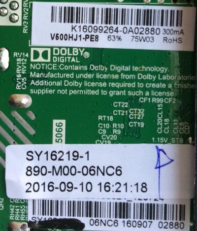 MAIN / FUENTE / (COMBO) ELEMENT K16099264 / SY16219-4 / 890-M00-06NC6 / TP.MS3393.PB801 / MODELO ELEFW5016 / PANEL V500HJ1-PE8	 - Imagen 2