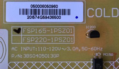 FUENTES DE PODER / VIZIO 0500-0605-0960 / FSP165-1PSZ01 / 050006050960 / 3BS0405013GP / 0500-0605-0960R / PANEL T550HVN08.5 / MODELOS E55-D0 LAUATYBS / E55-D0 LAUATYAS - Imagen 2