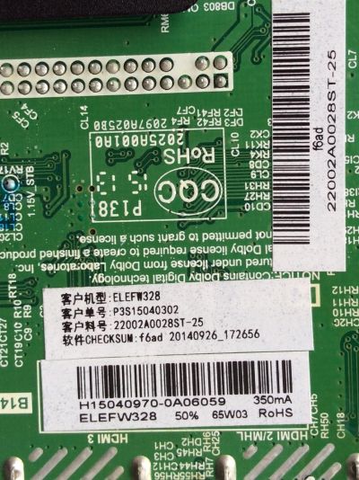 MAIN / FUENTE / ELEMENT H15040970 / TP.MS3393.PB851 / MODELO ELEFW328	 - Imagen 2