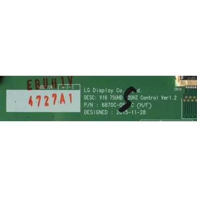 T-CON / LG 6871L-4727A / V16 75UHD 120HZ / 4727A / MODELO 75UH8500-UD.AUSWLJR / PANEL LC750EQF(FJ)(F1)	 - Imagen 2
